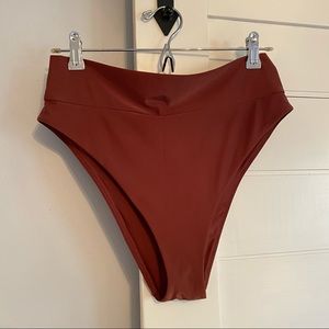 Aerie high rise/cut cheeky swim bottom in red/rust